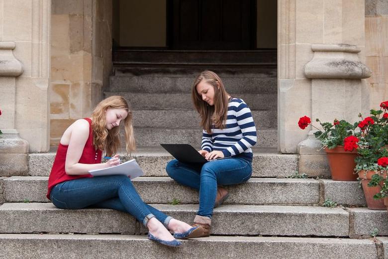 Students study outside