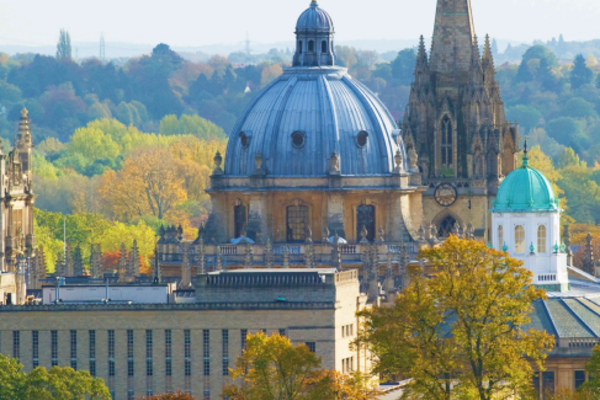 Oxford skyline view of radcliffe camera and st marys church